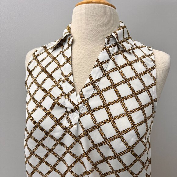 MICHAEL Michael Kors Tops - Michael Kors Chain Print Preppy Sleeveless Button Down Blouse Sz XS